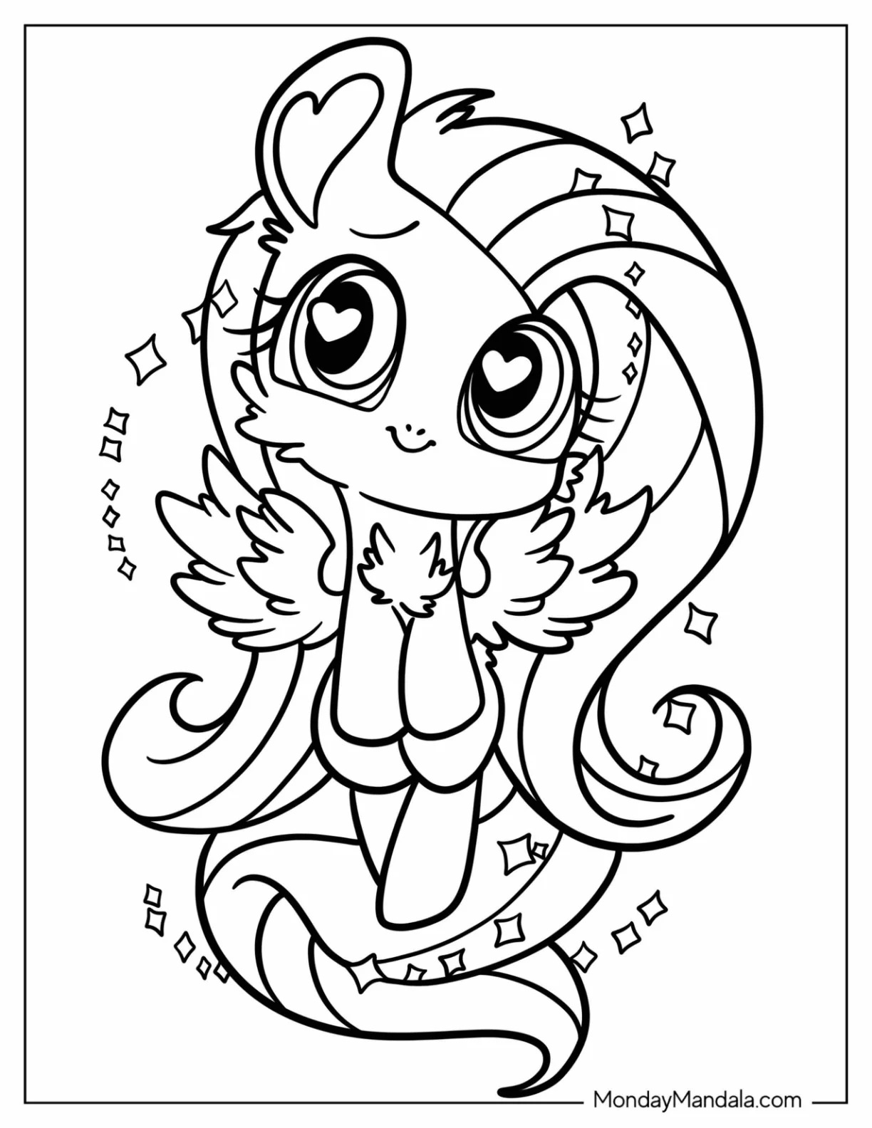 Çocuklar İçin Fluttershy Boyama Sayfaları 