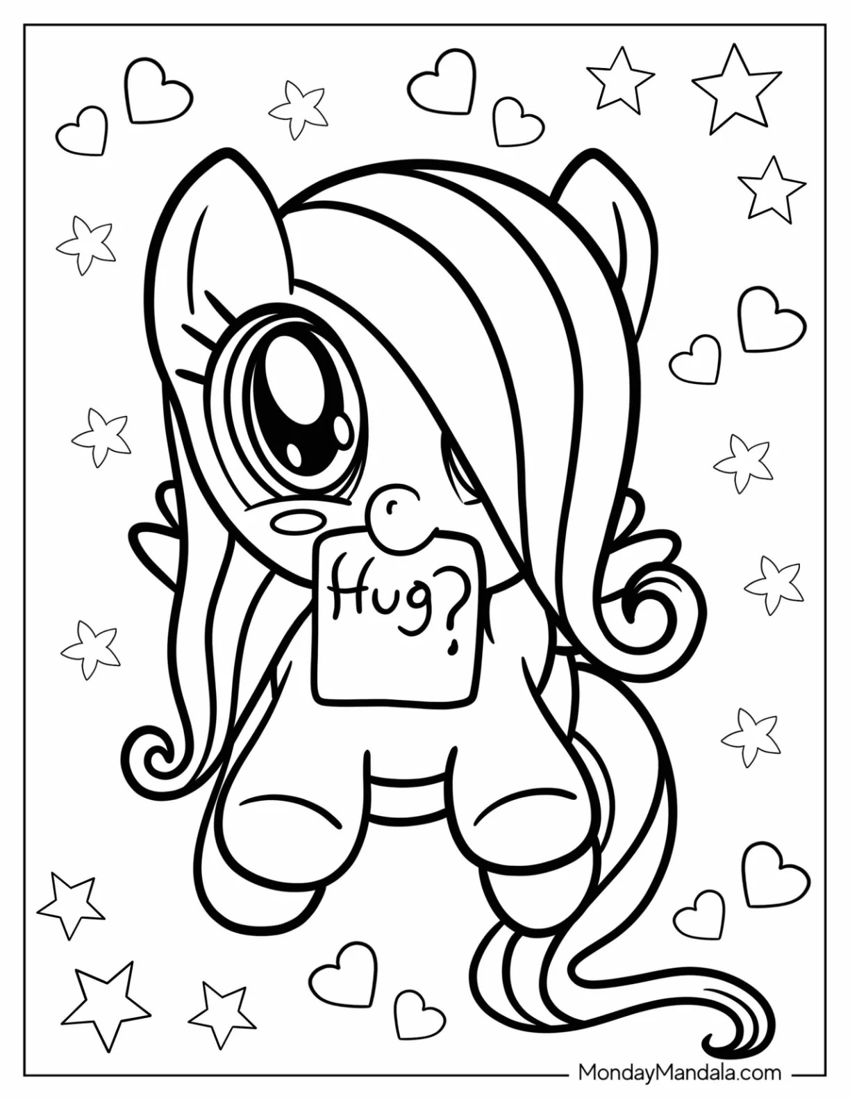 Çocuklar İçin Fluttershy Boyama Sayfaları 