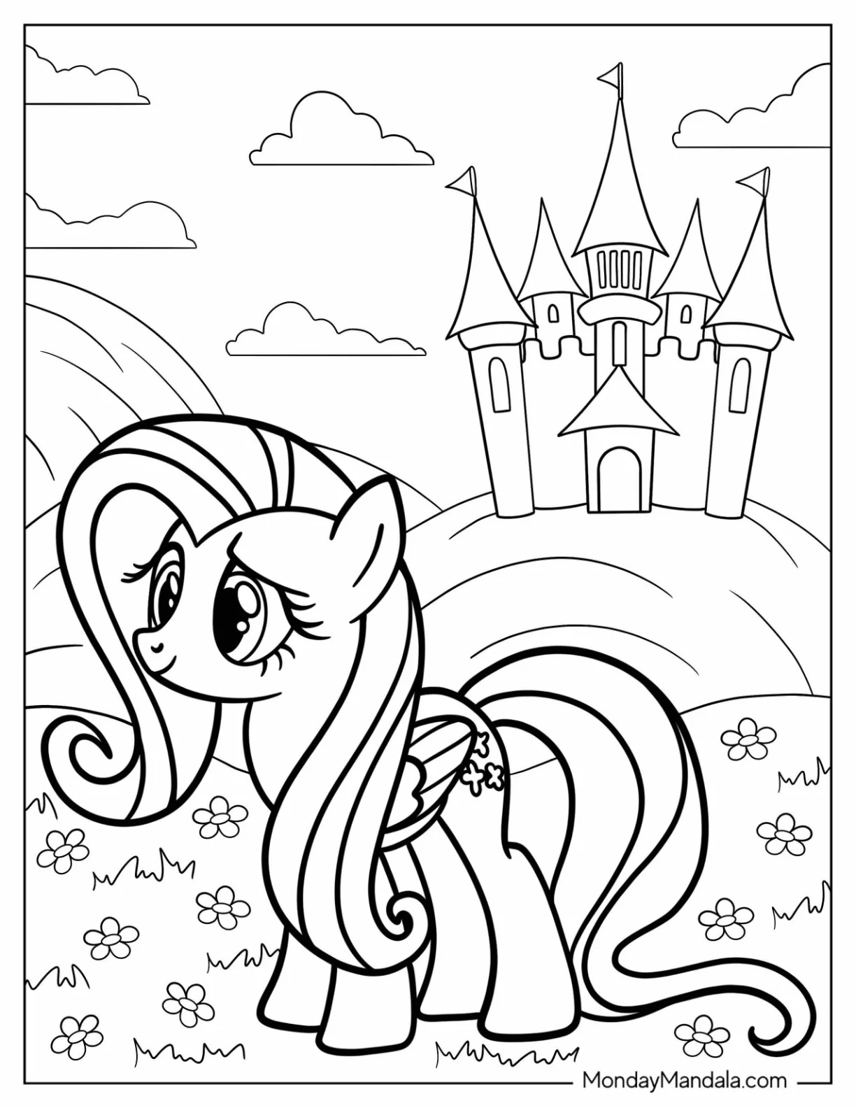 Çocuklar İçin Fluttershy Boyama Sayfaları 
