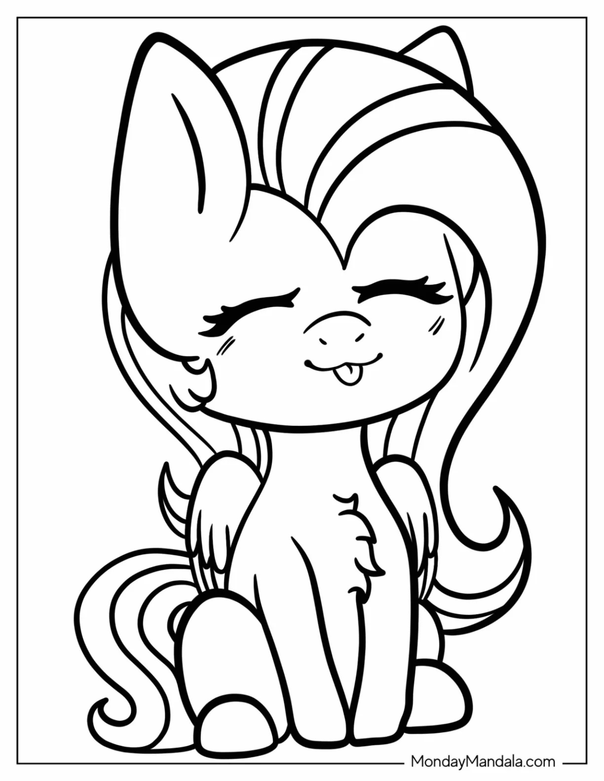Çocuklar İçin Fluttershy Boyama Sayfaları 