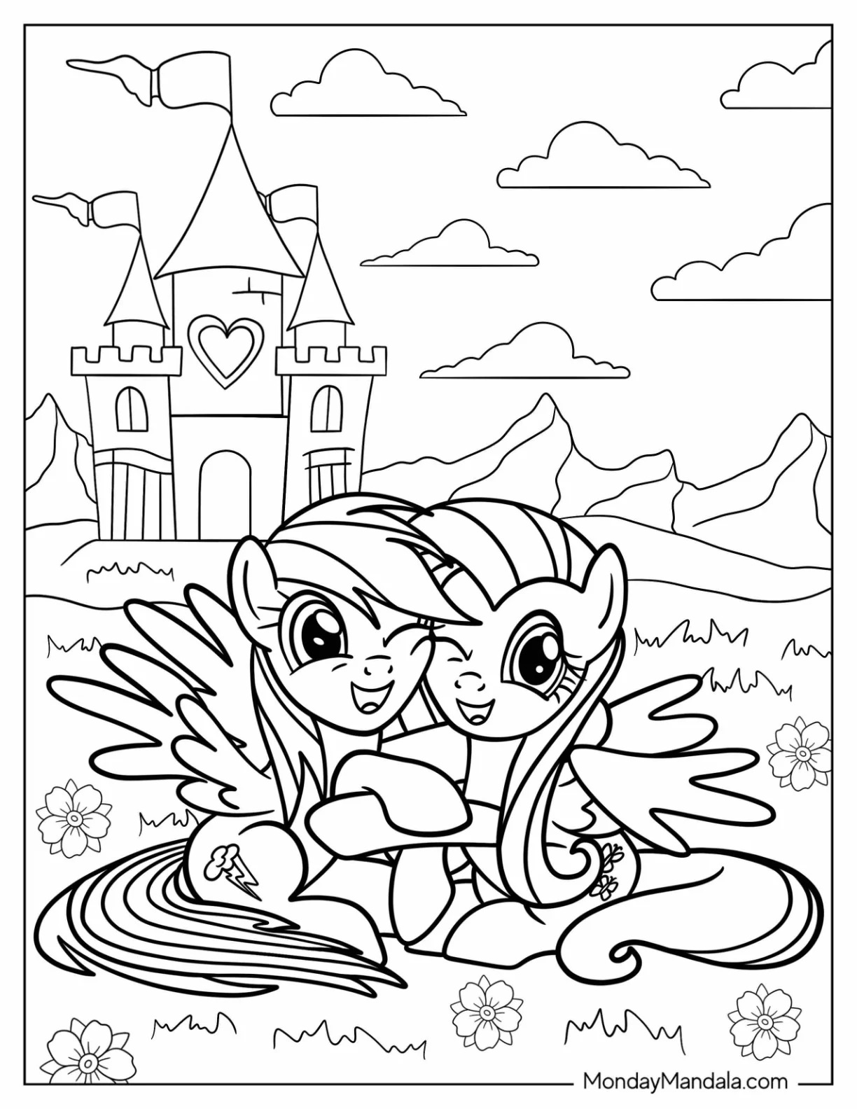Çocuklar İçin Fluttershy Boyama Sayfaları 