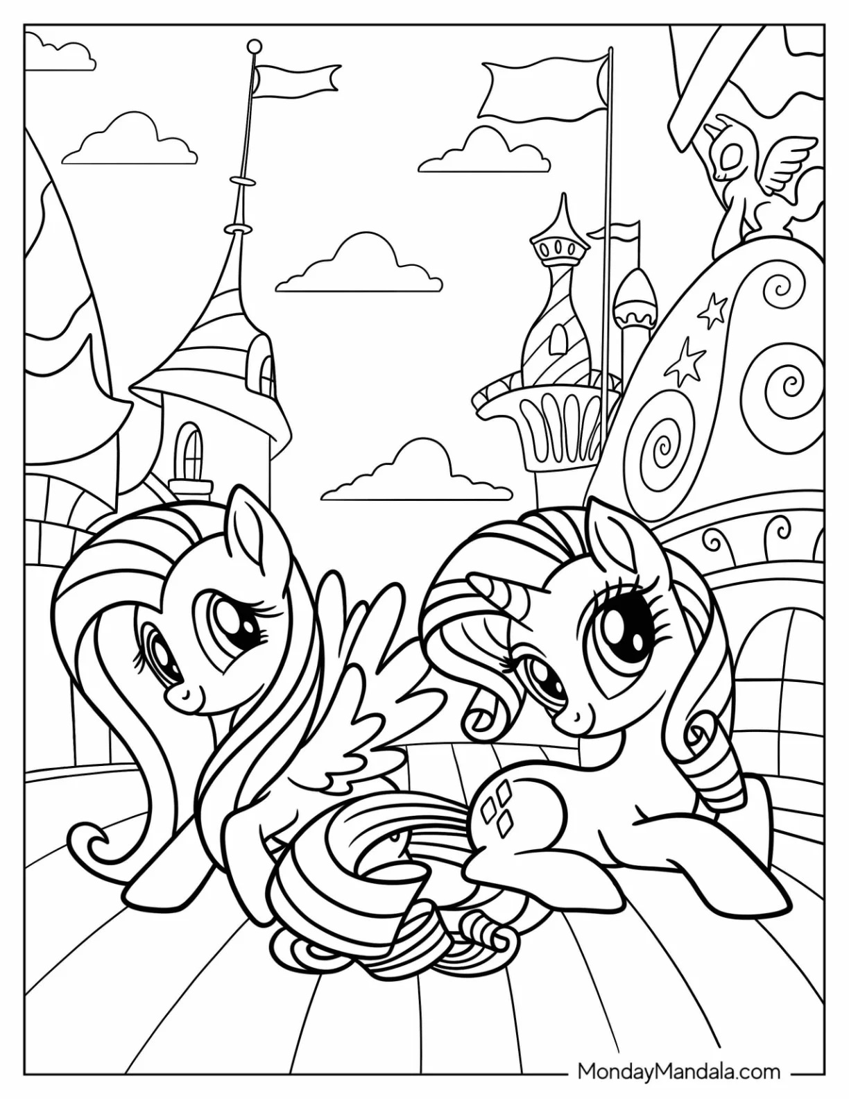 Çocuklar İçin Fluttershy Boyama Sayfaları 