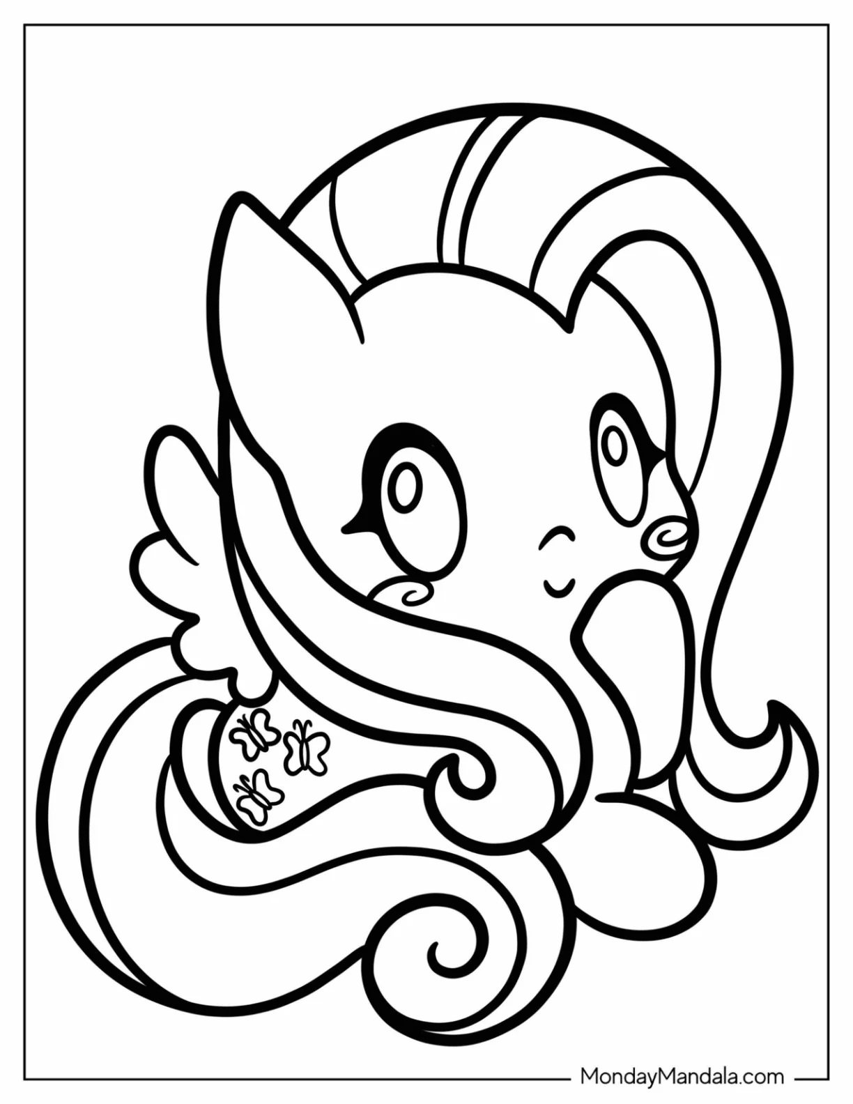 Çocuklar İçin Fluttershy Boyama Sayfaları 