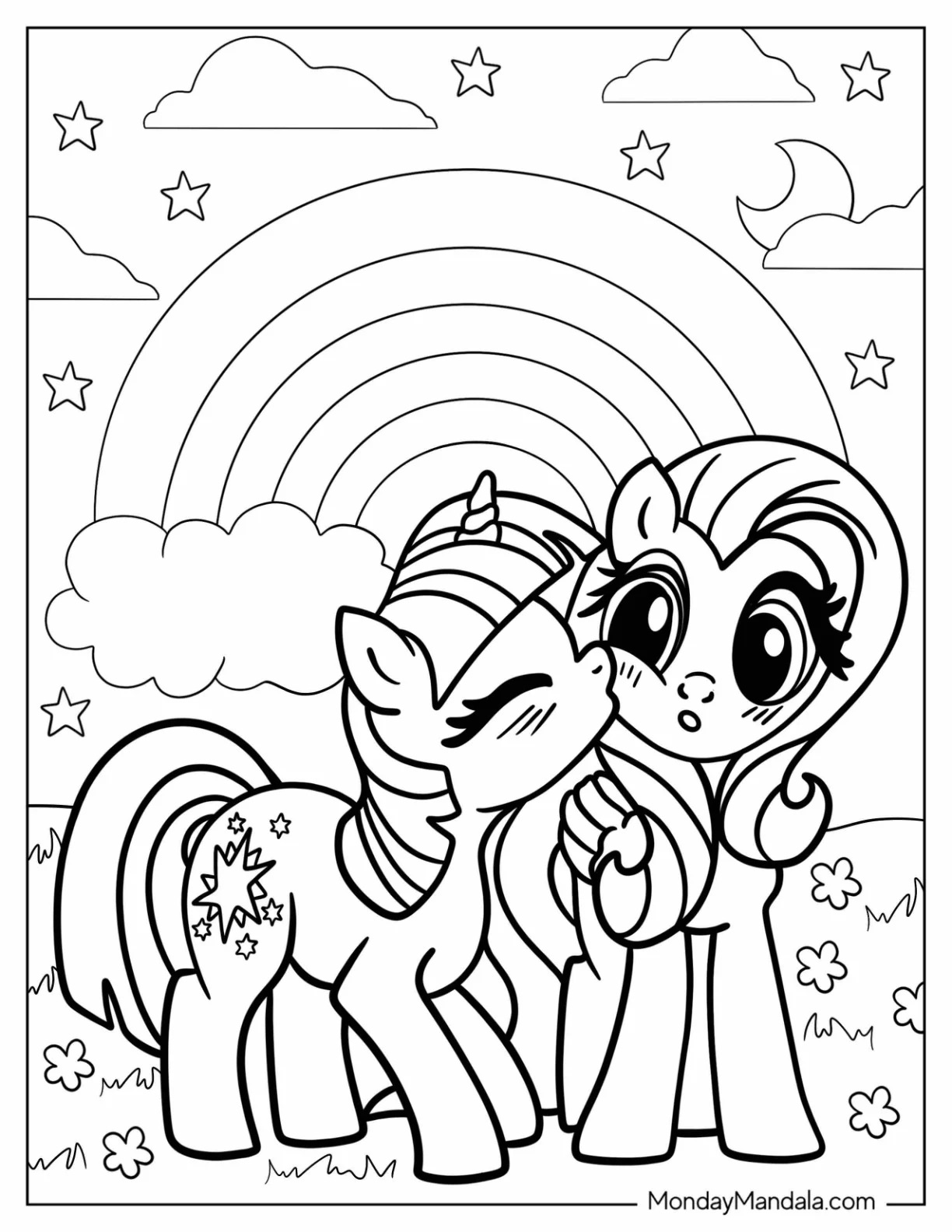 Çocuklar İçin Fluttershy Boyama Sayfaları 