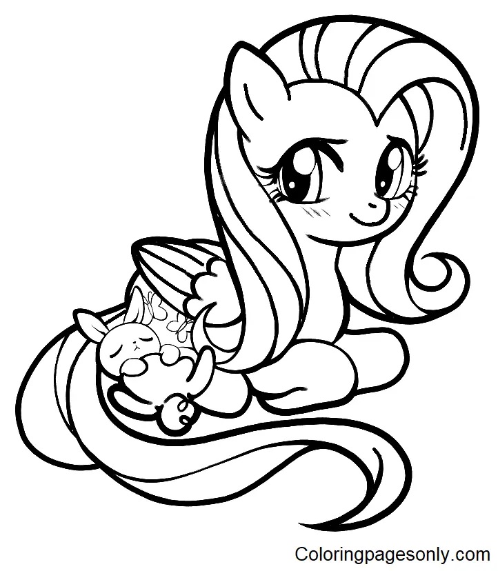 Çocuklar İçin Fluttershy Boyama Sayfaları 