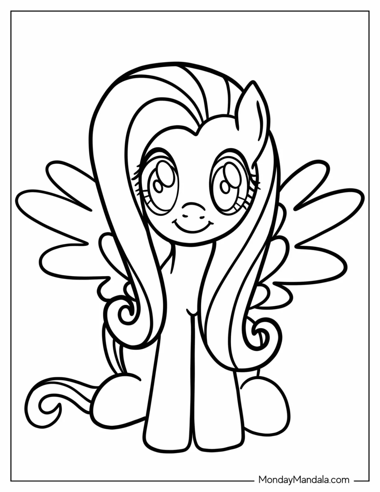 Çocuklar İçin Fluttershy Boyama Sayfaları 