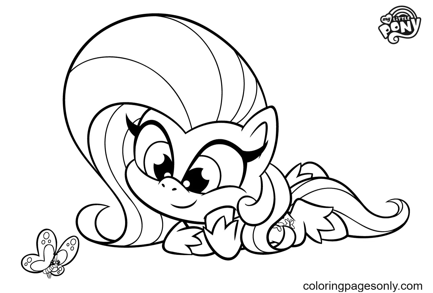 Çocuklar İçin Fluttershy Boyama Sayfaları 