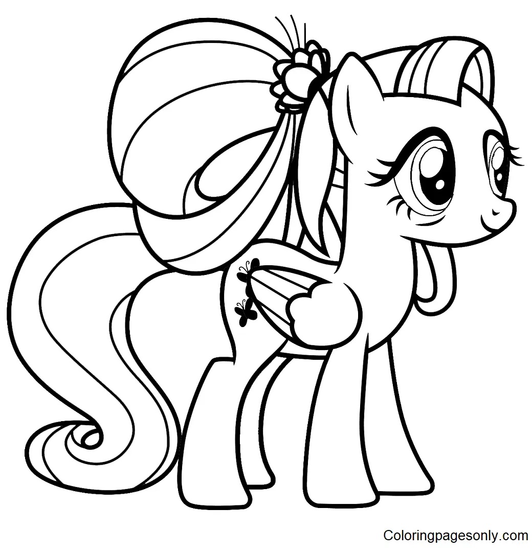 Çocuklar İçin Fluttershy Boyama Sayfaları 
