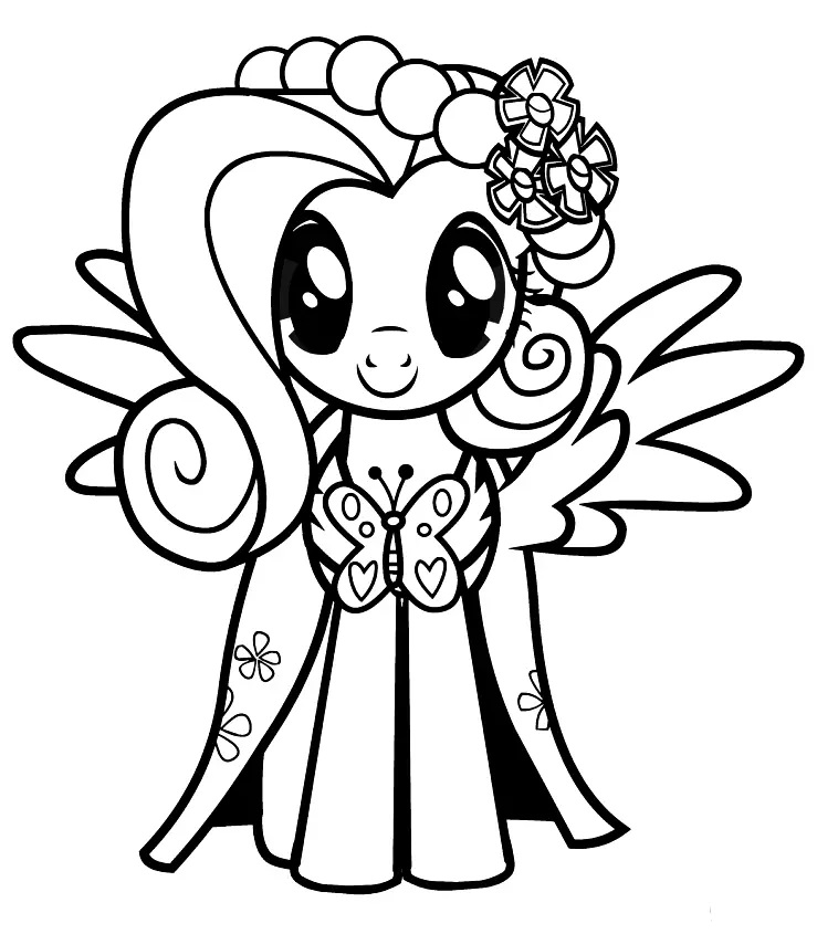 Çocuklar İçin Fluttershy Boyama Sayfaları 