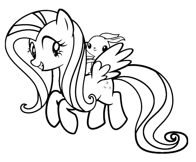 Çocuklar İçin Fluttershy Boyama Sayfaları 