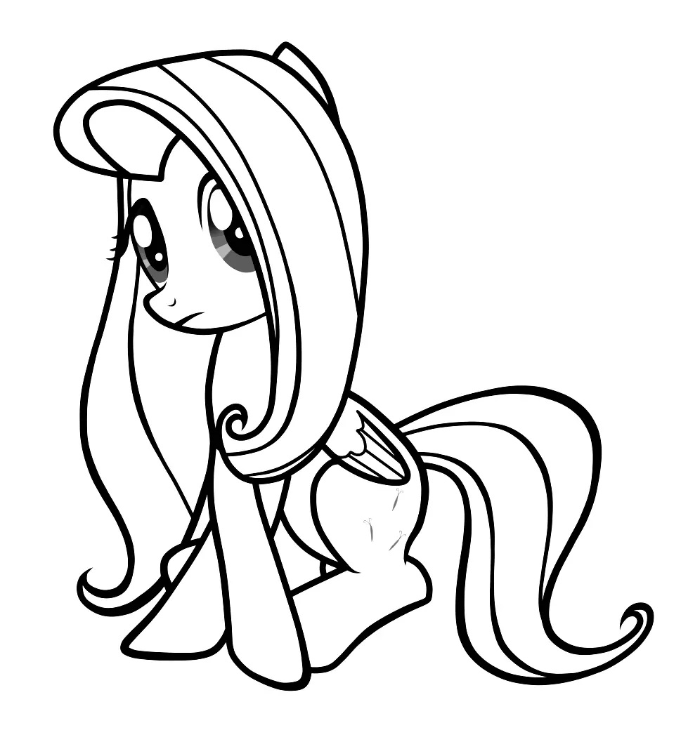 Çocuklar İçin Fluttershy Boyama Sayfaları 