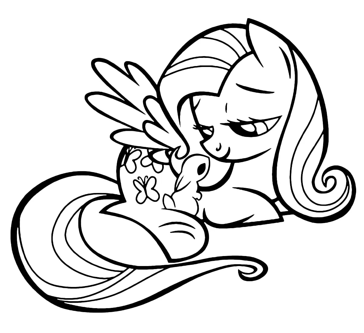 Çocuklar İçin Fluttershy Boyama Sayfaları 