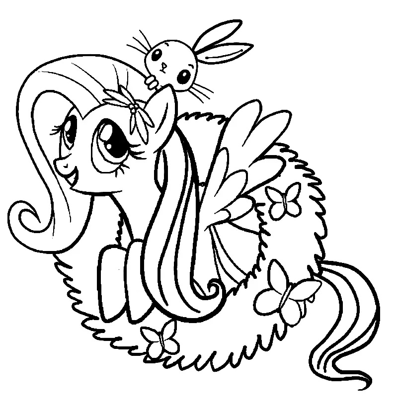Çocuklar İçin Fluttershy Boyama Sayfaları 