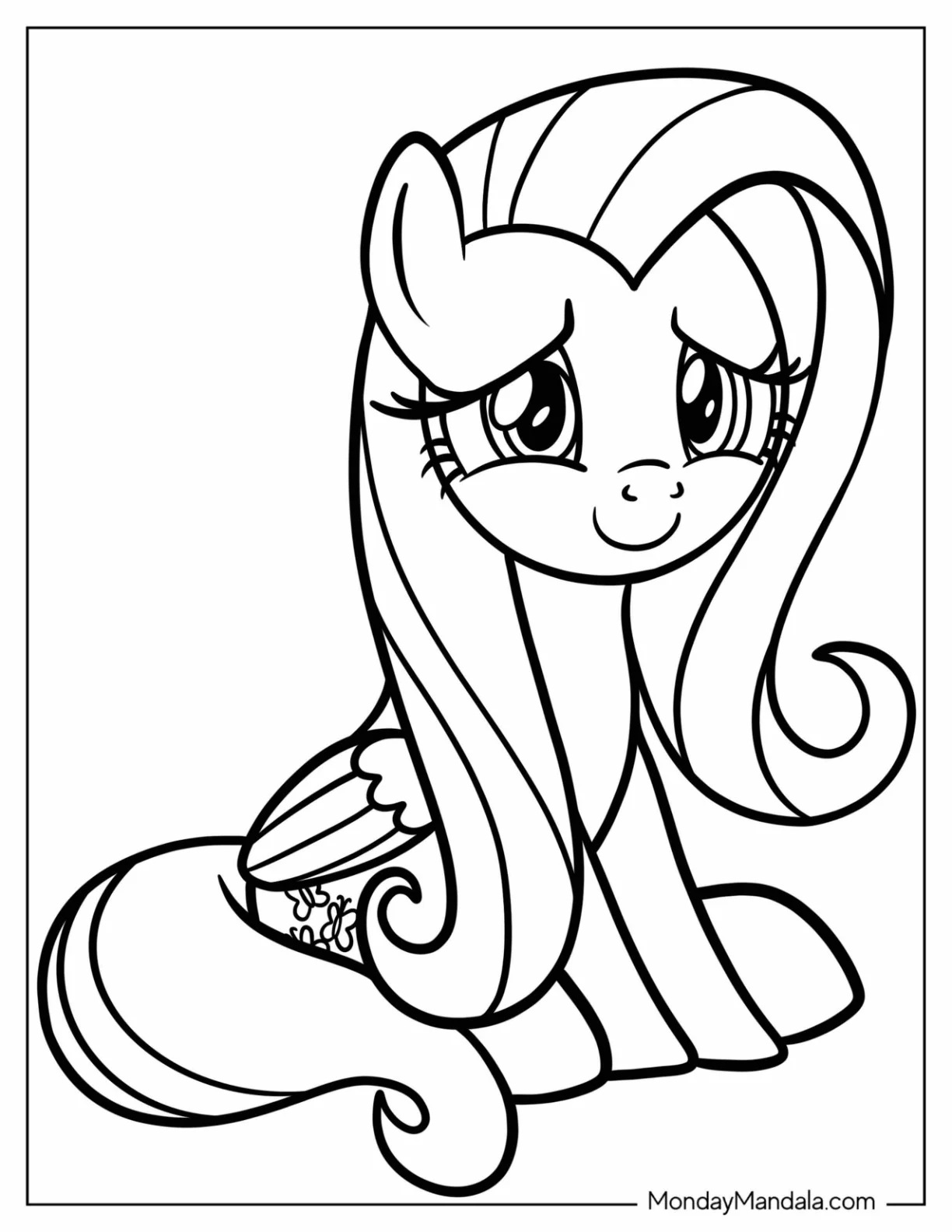 Çocuklar İçin Fluttershy Boyama Sayfaları 