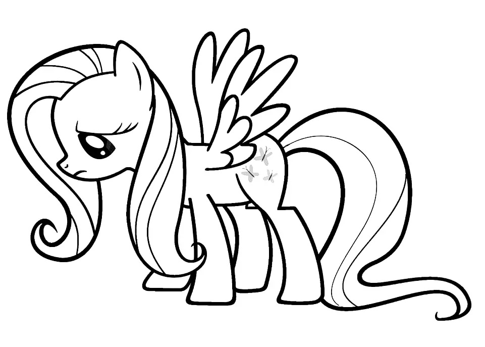 Çocuklar İçin Fluttershy Boyama Sayfaları 