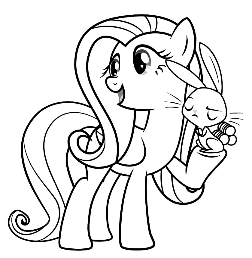 Çocuklar İçin Fluttershy Boyama Sayfaları 