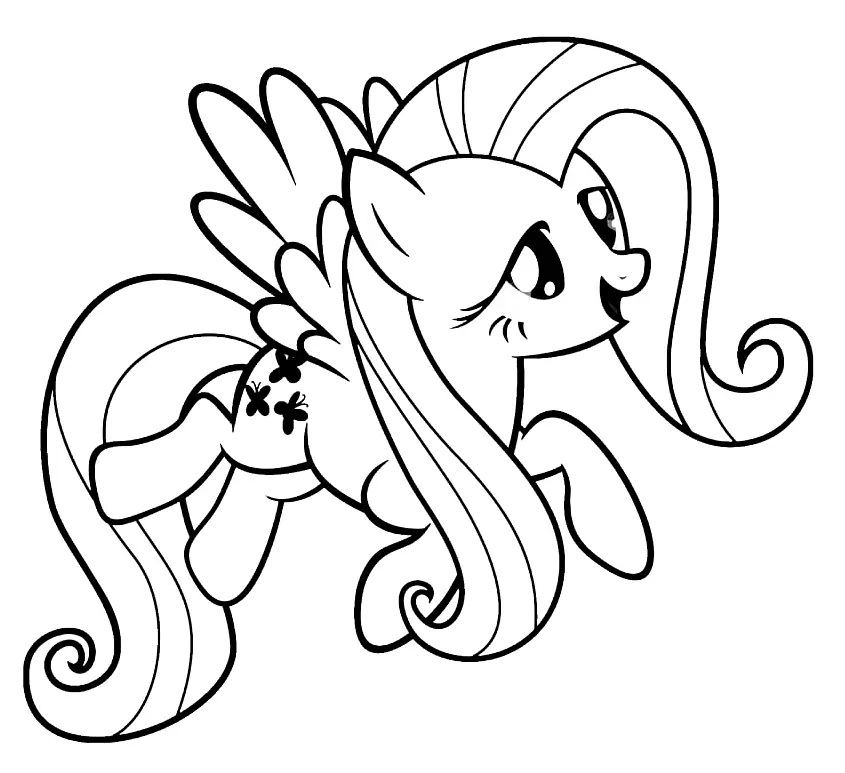 Çocuklar İçin Fluttershy Boyama Sayfaları 