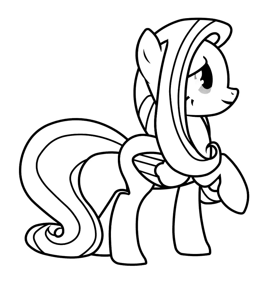 Çocuklar İçin Fluttershy Boyama Sayfaları 