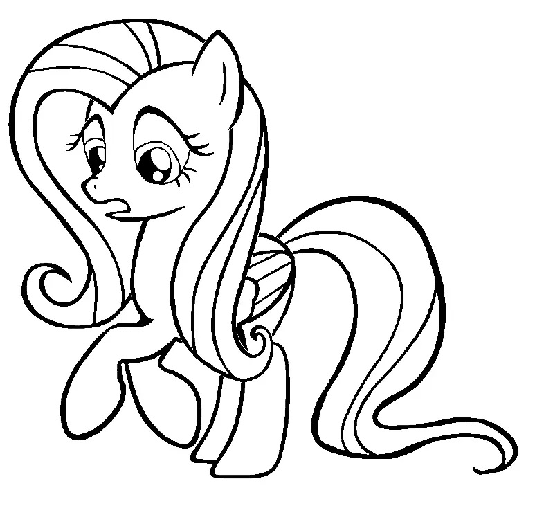 Çocuklar İçin Fluttershy Boyama Sayfaları 