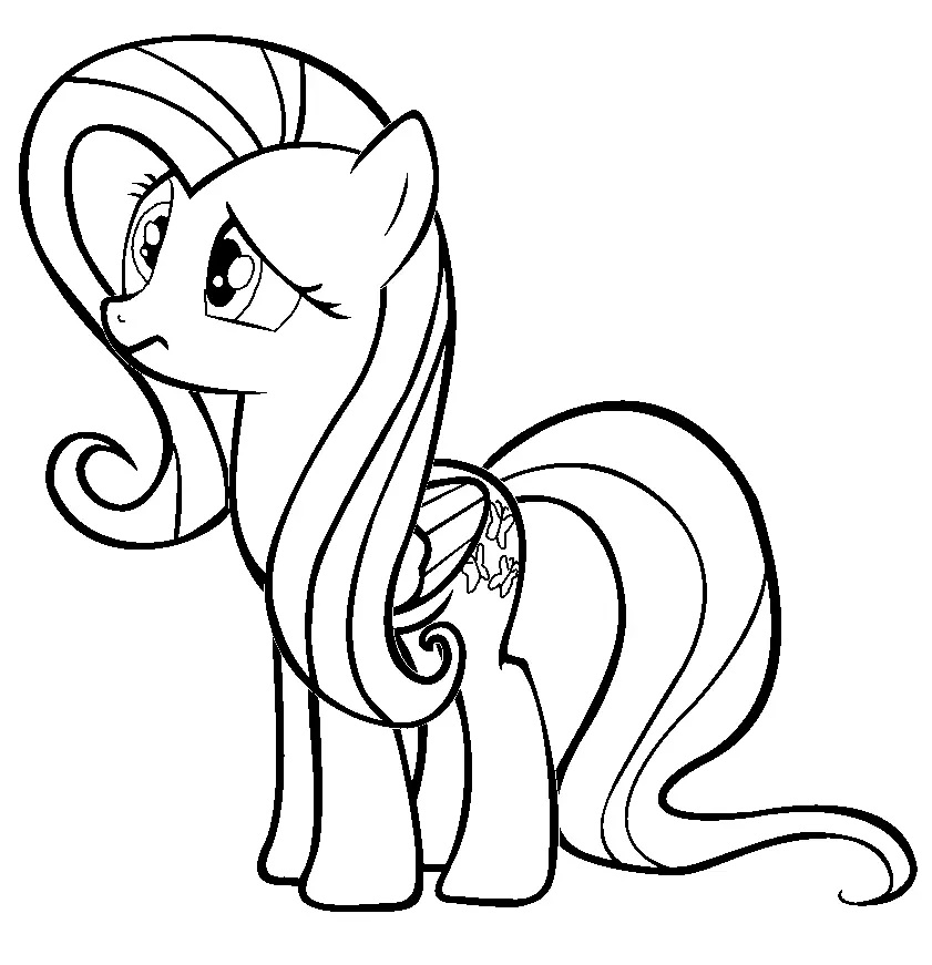 Çocuklar İçin Fluttershy Boyama Sayfaları 
