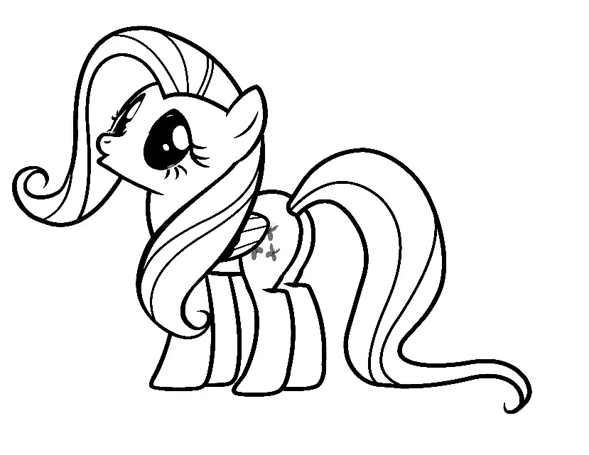 Çocuklar İçin Fluttershy Boyama Sayfaları 