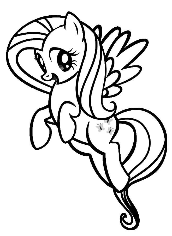 Çocuklar İçin Fluttershy Boyama Sayfaları 