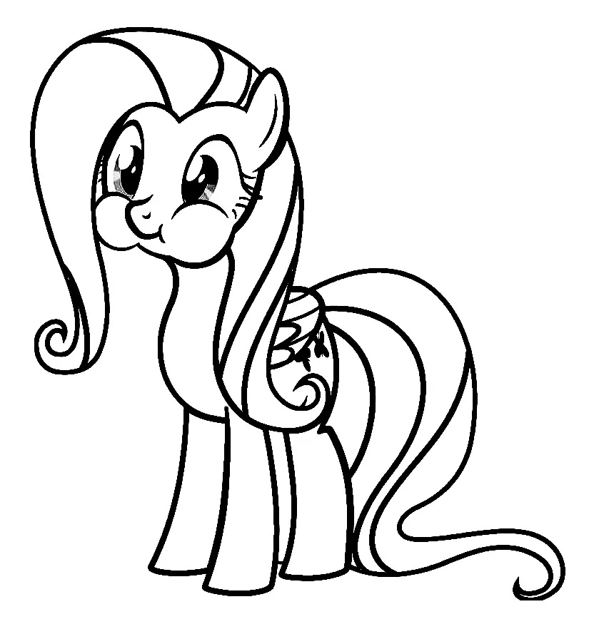 Çocuklar İçin Fluttershy Boyama Sayfaları 