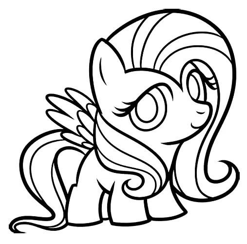 Çocuklar İçin Fluttershy Boyama Sayfaları 
