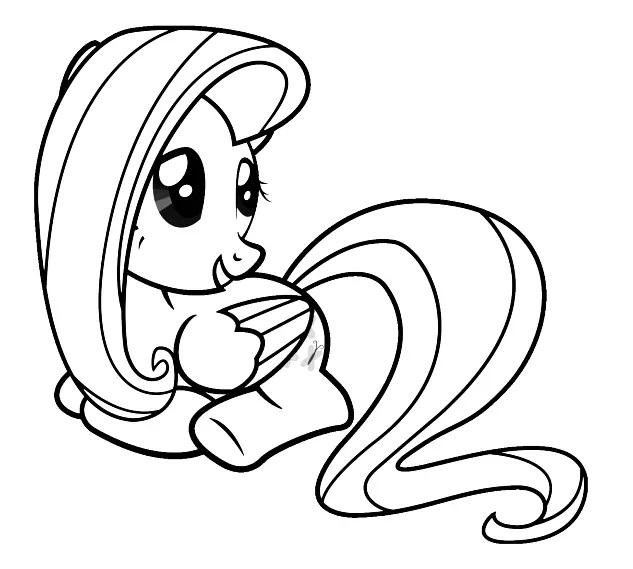 Çocuklar İçin Fluttershy Boyama Sayfaları 