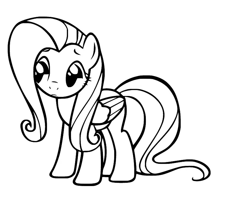 Çocuklar İçin Fluttershy Boyama Sayfaları 