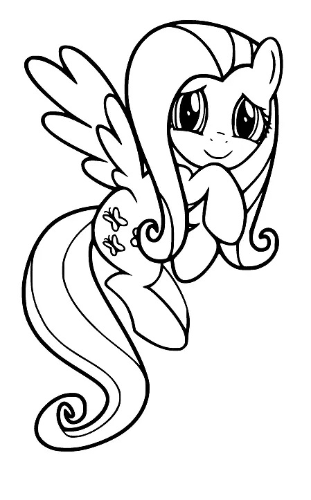 Çocuklar İçin Fluttershy Boyama Sayfaları 