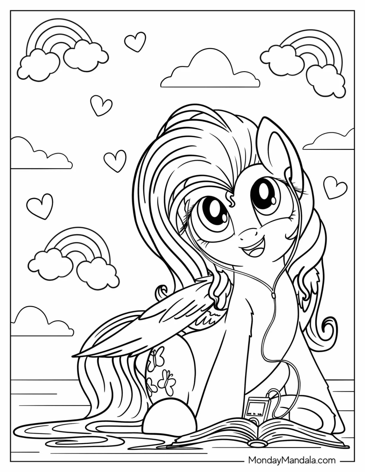 Çocuklar İçin Fluttershy Boyama Sayfaları 
