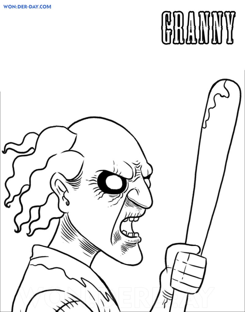 Çocuklar İçin Granny Boyama Sayfaları 