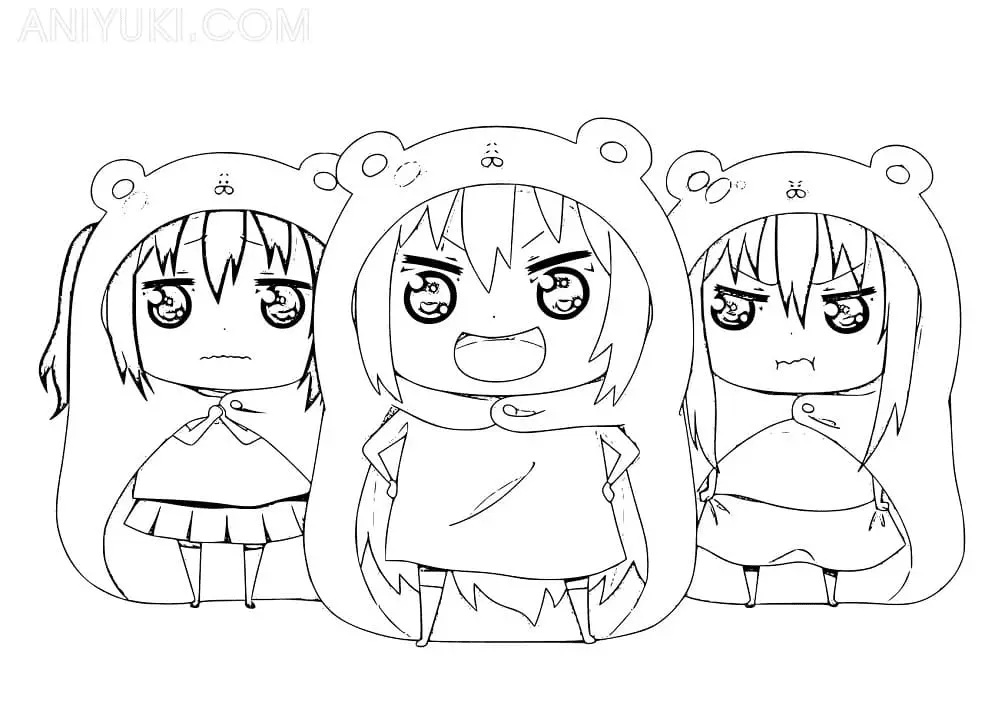 Çocuklar İçin Himouto Boyama Sayfaları 