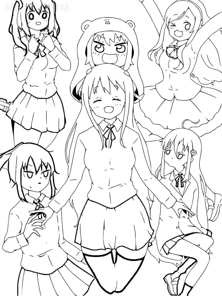 Çocuklar İçin Himouto Boyama Sayfaları 