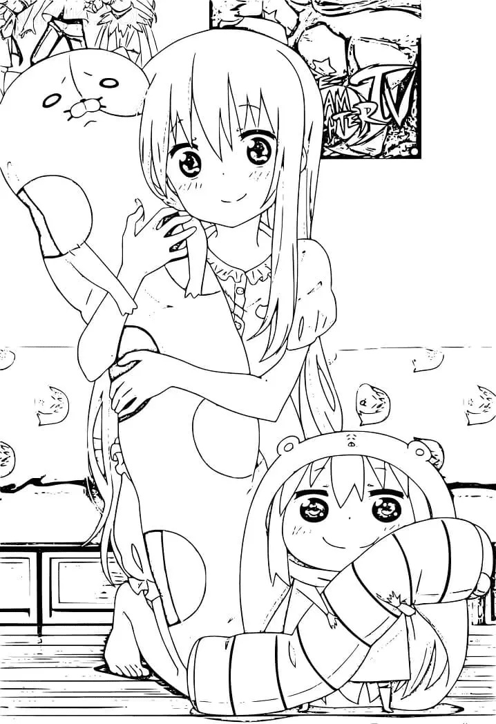 Çocuklar İçin Himouto Boyama Sayfaları 