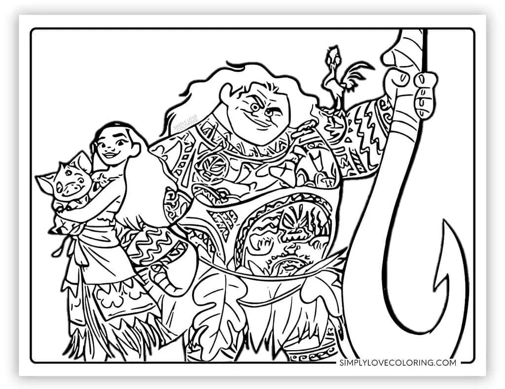 Çocuklar İçin Moana-2 Boyama Sayfaları 