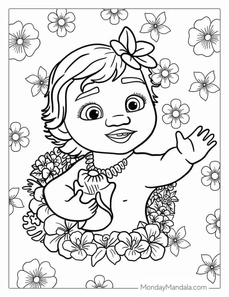 Çocuklar İçin Moana-2 Boyama Sayfaları 