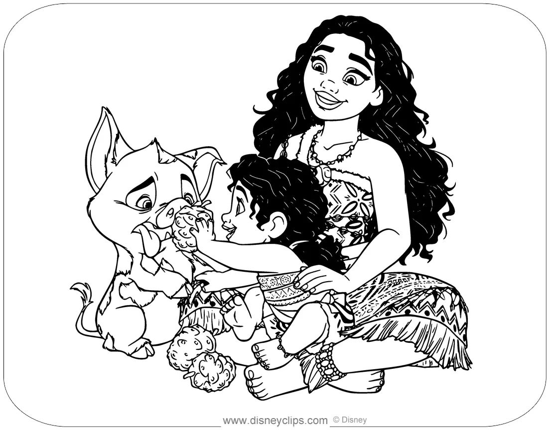 Çocuklar İçin Moana-2 Boyama Sayfaları 