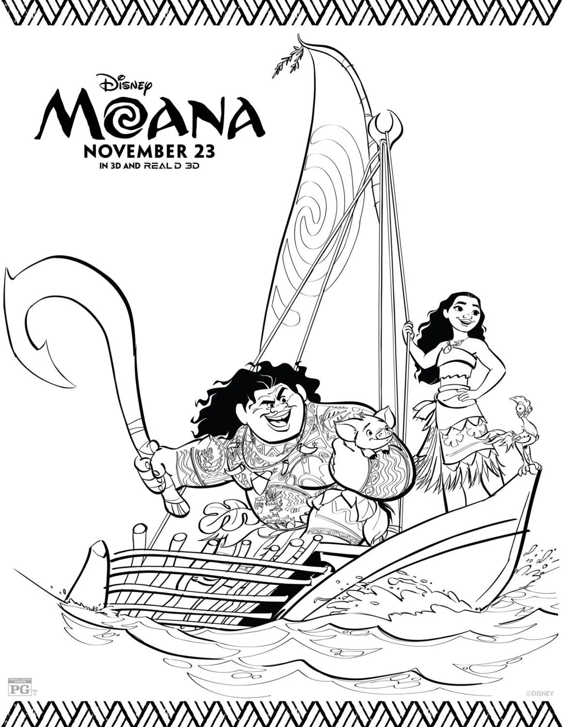 Çocuklar İçin Moana-2 Boyama Sayfaları 