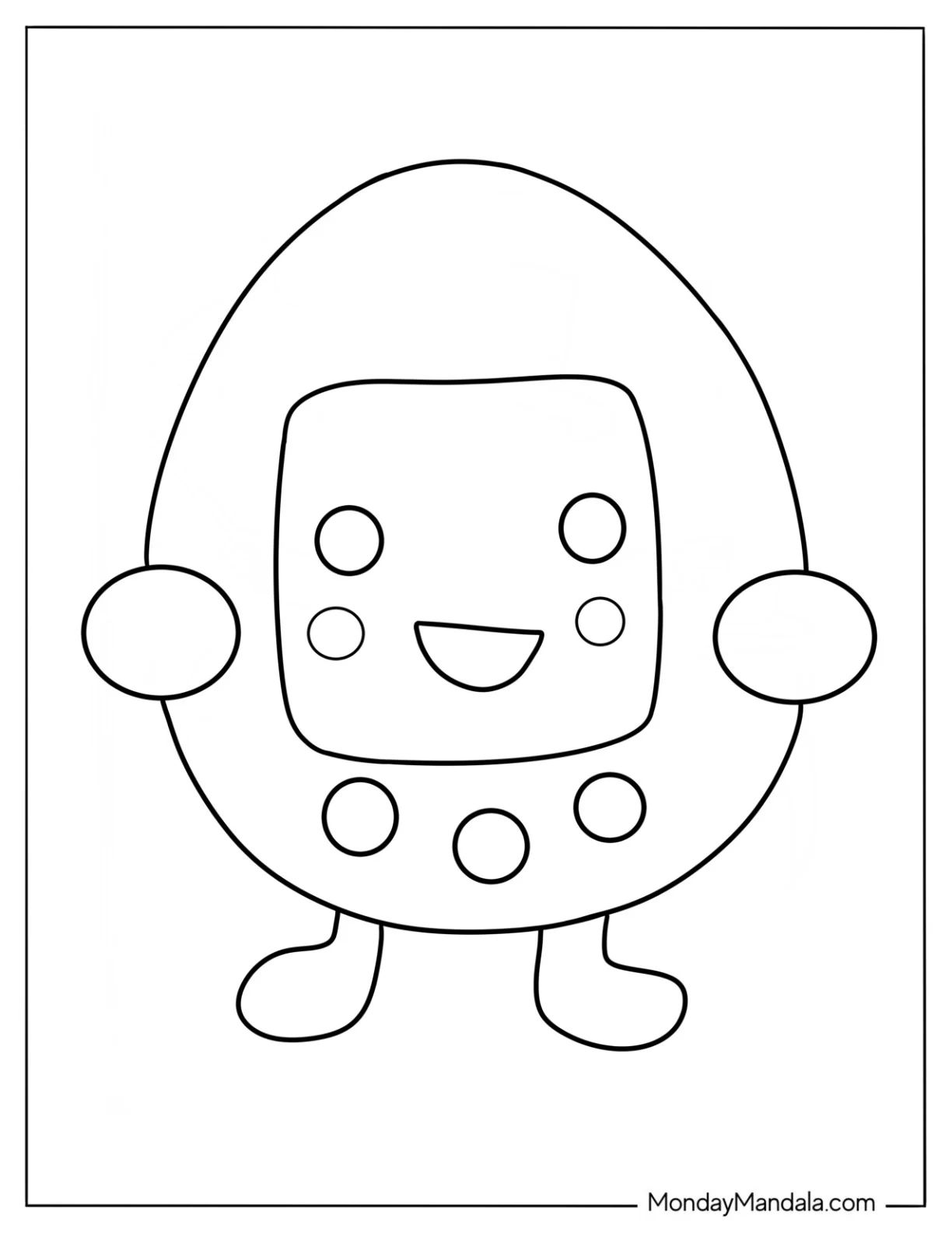 Çocuklar İçin Tamagotchi Boyama Sayfaları 