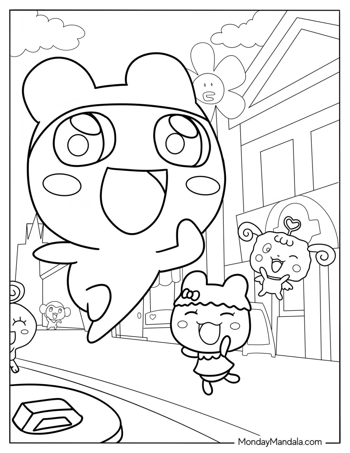 Çocuklar İçin Tamagotchi Boyama Sayfaları 