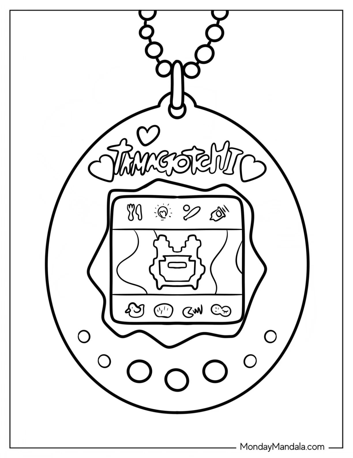 Çocuklar İçin Tamagotchi Boyama Sayfaları 