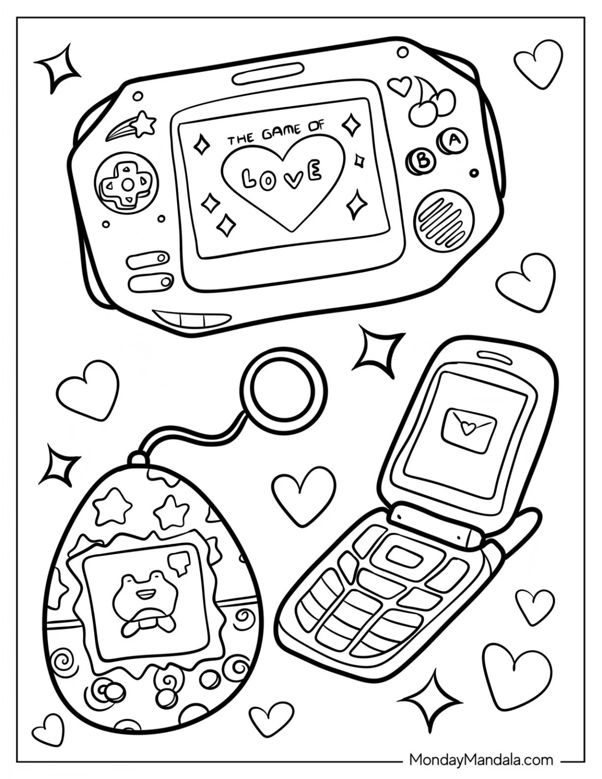 Çocuklar İçin Tamagotchi Boyama Sayfaları 