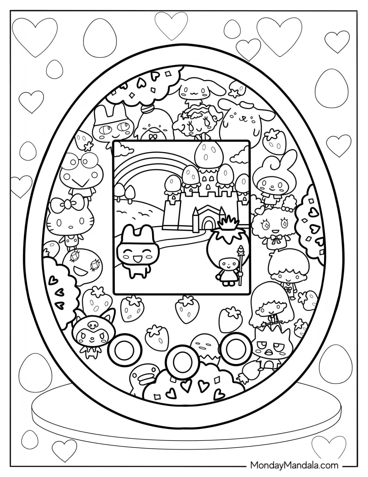 Çocuklar İçin Tamagotchi Boyama Sayfaları 