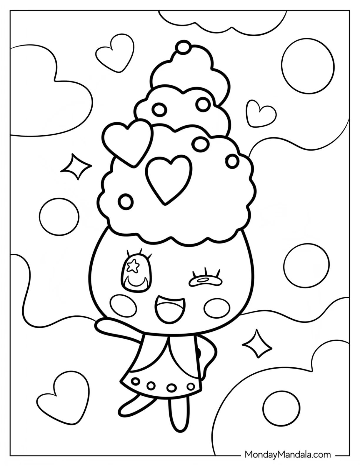 Çocuklar İçin Tamagotchi Boyama Sayfaları 