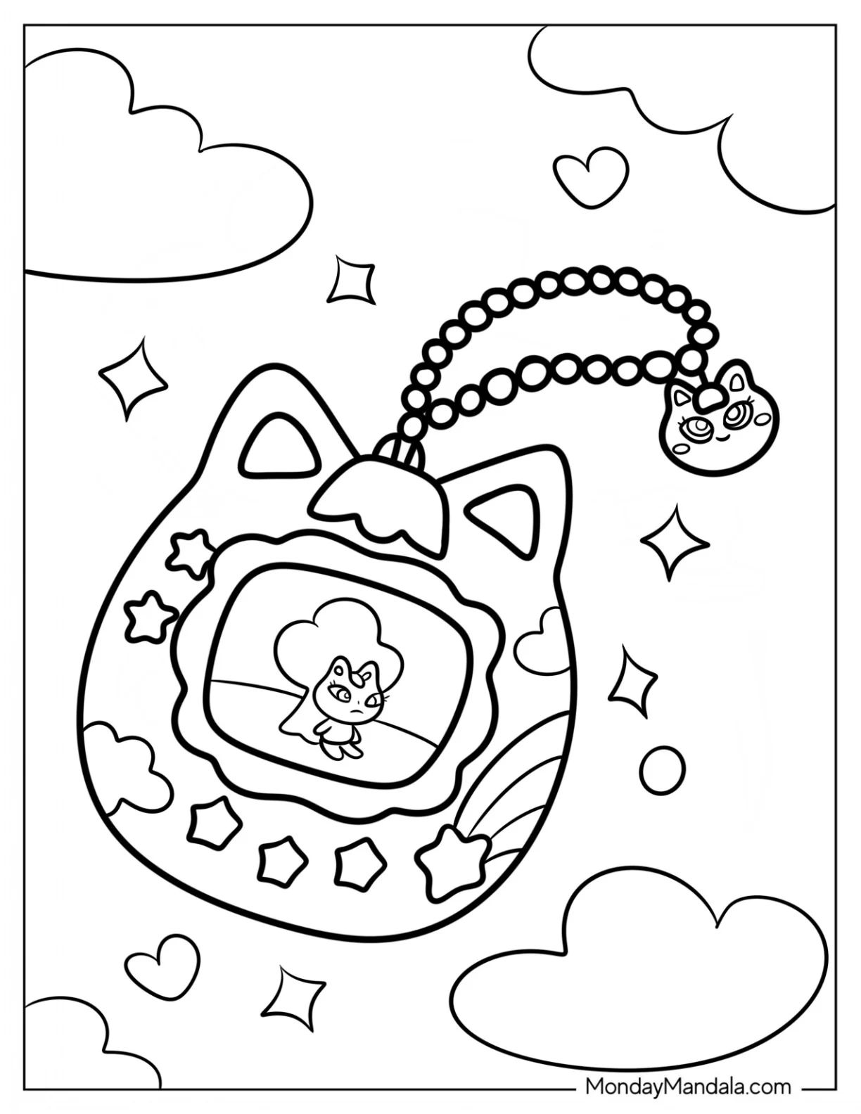 Çocuklar İçin Tamagotchi Boyama Sayfaları 
