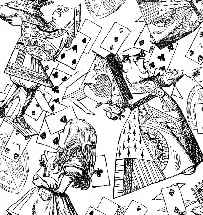 Çocuklar İçin Alice Harikalar Diyarında Boyama Sayfaları 