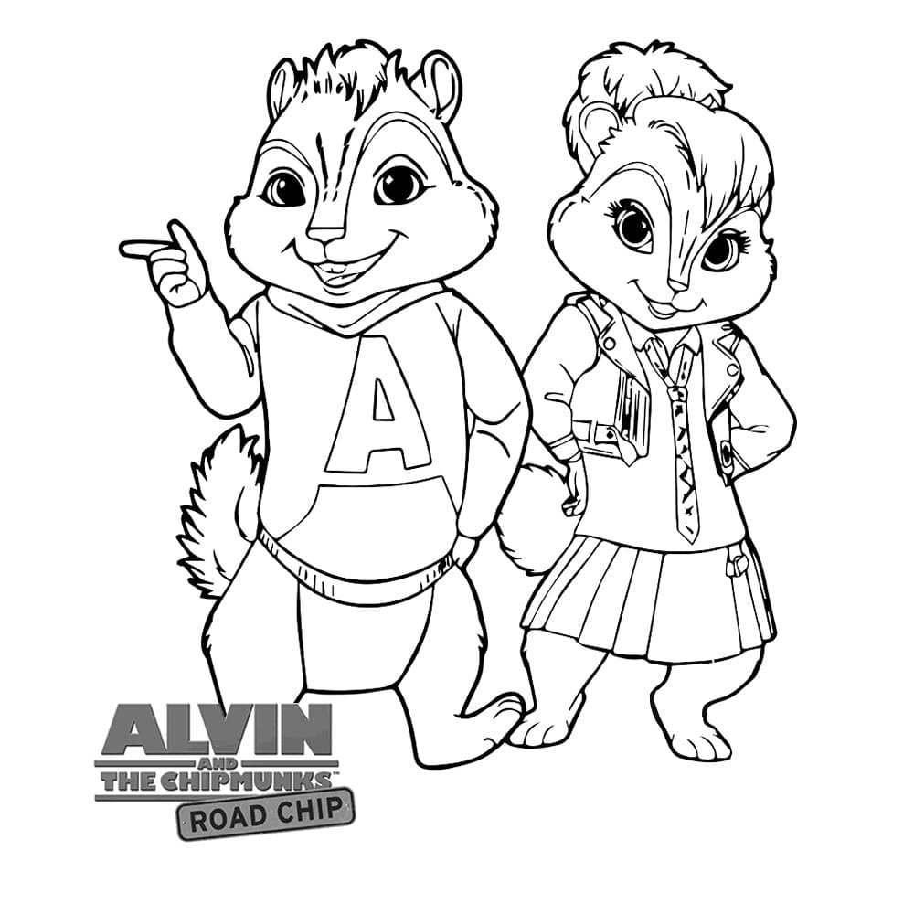 Çocuklar İçin Alvin ve  Sincaplar Boyama Sayfaları 