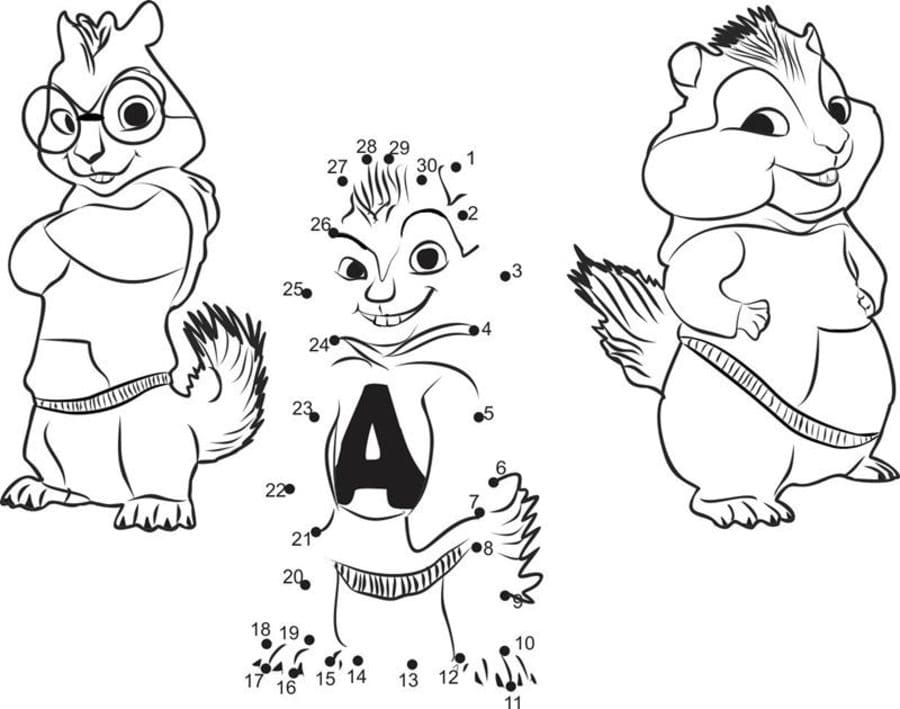 Çocuklar İçin Alvin ve  Sincaplar Boyama Sayfaları 